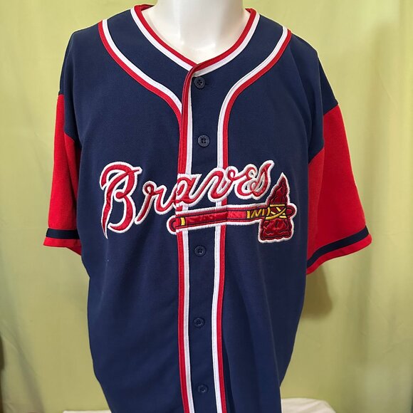 Starter Other - Vintage Starter Atlanta Braves Men's Blue Red MLB Jersey Size XL Ronald Acuña Jr